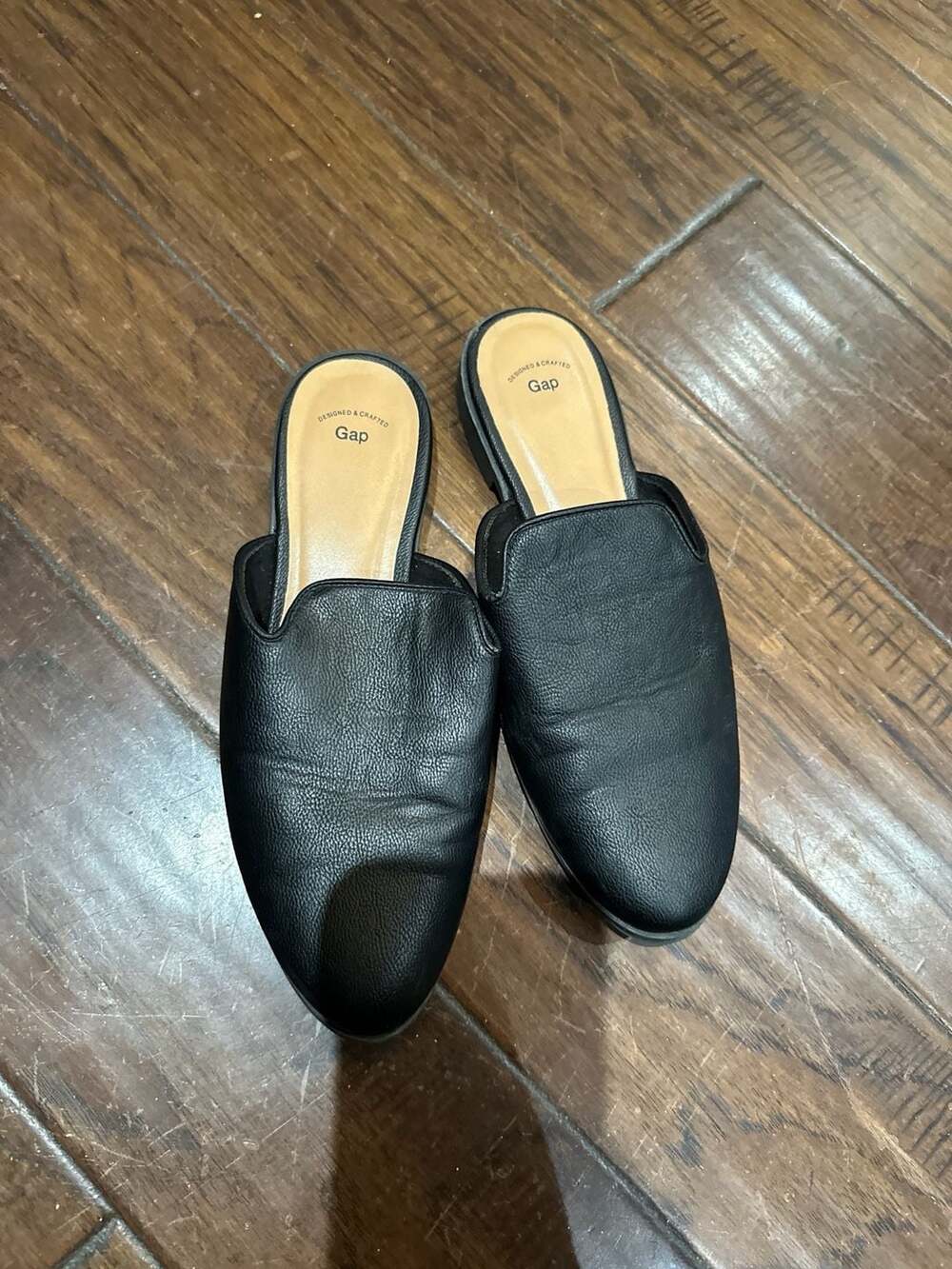 Gap‎ Black Faux-Leather Loafer Mules Size 8